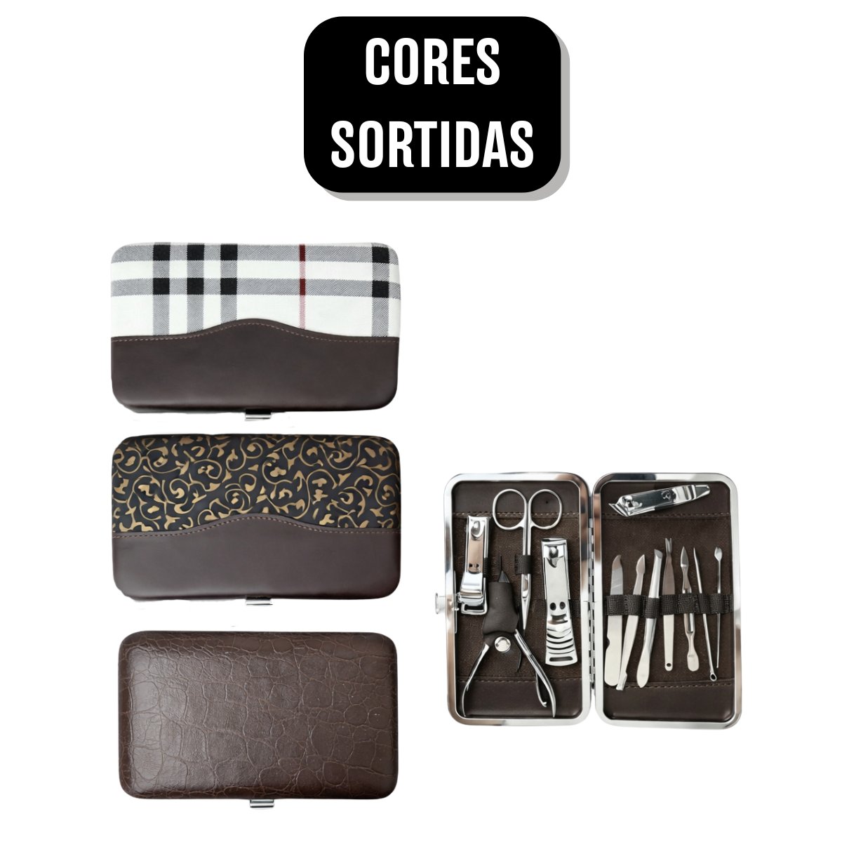 Conjunto Manicure 12 Peças Estojo Estampado